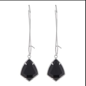 Kendra Scott Carrine Semi-Precious Earrings In Black And Silver, NWT